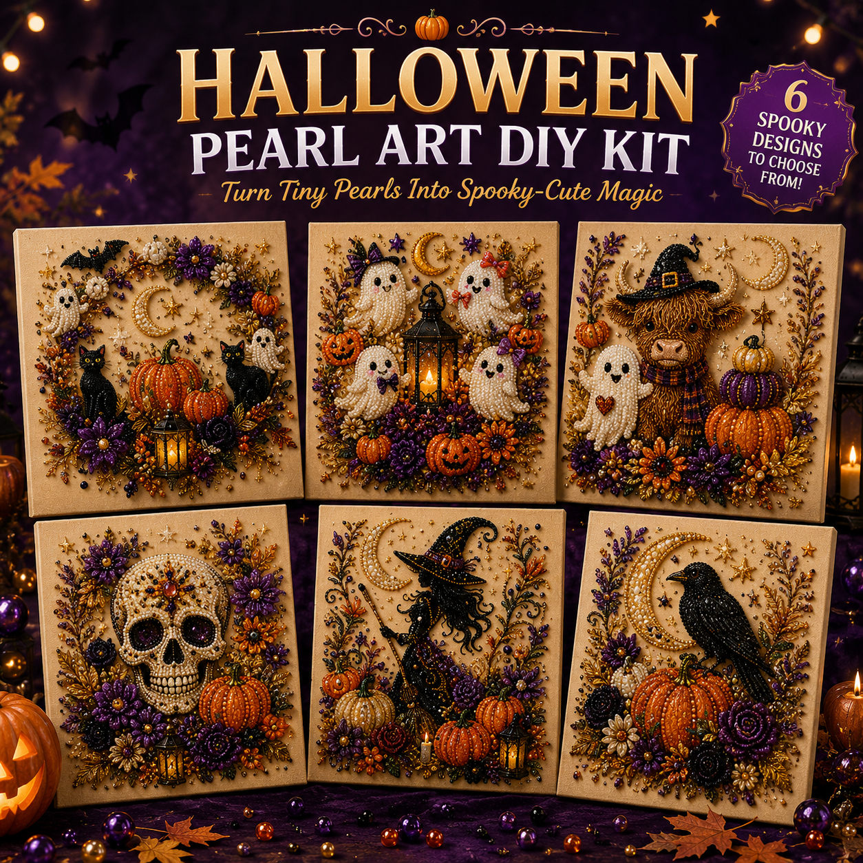 👻 Ghost Pearl Art DIY Kit – 3D Halloween Diamond Painting Craft, Sparkling Resin Pearl Mosaic Wall Decor-Navalonixcosh®