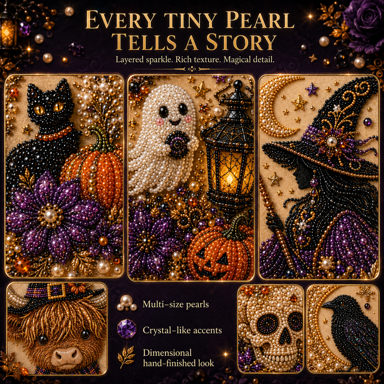 👻 Ghost Pearl Art DIY Kit – 3D Halloween Diamond Painting Craft, Sparkling Resin Pearl Mosaic Wall Decor-Navalonixcosh®