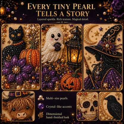 👻 Ghost Pearl Art DIY Kit – 3D Halloween Diamond Painting Craft, Sparkling Resin Pearl Mosaic Wall Decor-Navalonixcosh®