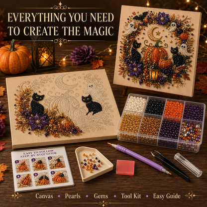 👻 Ghost Pearl Art DIY Kit – 3D Halloween Diamond Painting Craft, Sparkling Resin Pearl Mosaic Wall Decor-Navalonixcosh®