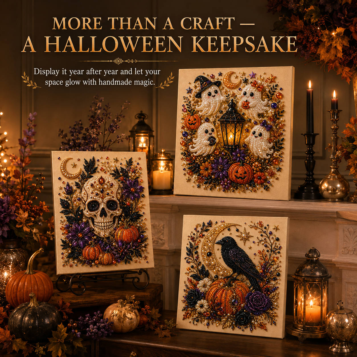 👻 Ghost Pearl Art DIY Kit – 3D Halloween Diamond Painting Craft, Sparkling Resin Pearl Mosaic Wall Decor-Navalonixcosh®