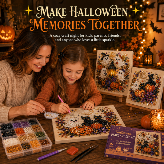 👻 Ghost Pearl Art DIY Kit – 3D Halloween Diamond Painting Craft, Sparkling Resin Pearl Mosaic Wall Decor-Navalonixcosh®