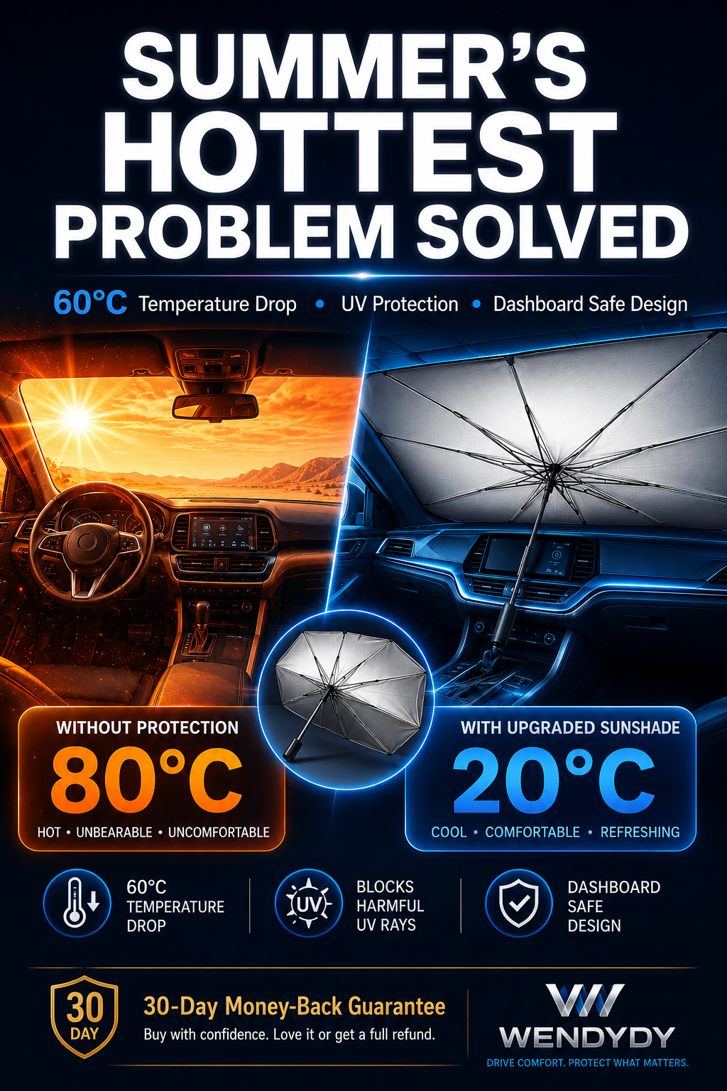 ☀️50% Off For A Limited Time✨️ - 2026 Upgraded Car Windshield Sun Shade Umbrella-Navalonixcosh®