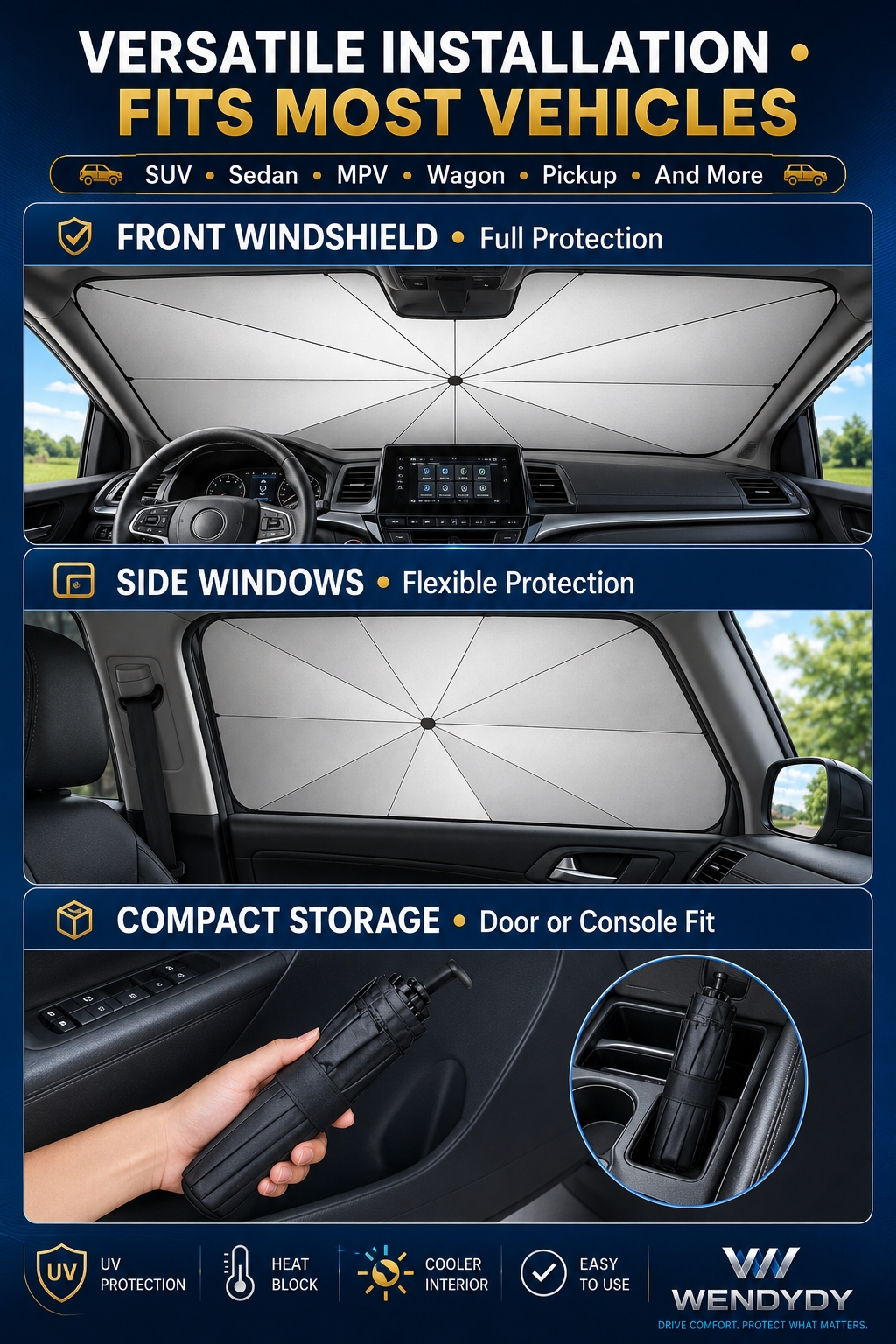 ☀️50% Off For A Limited Time✨️ - 2026 Upgraded Car Windshield Sun Shade Umbrella-Navalonixcosh®