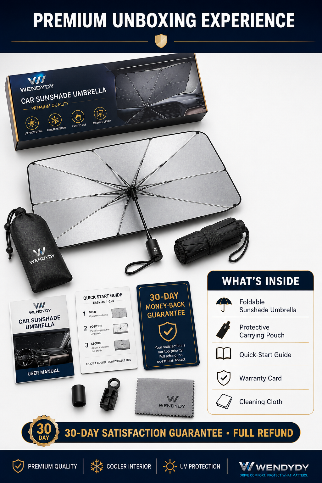 ☀️50% Off For A Limited Time✨️ - 2026 Upgraded Car Windshield Sun Shade Umbrella-Navalonixcosh®