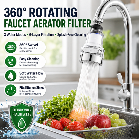 360° Rotating Faucet Aerator Filter, 6-Layer Filter with 3 Water Modes( Includes 10 Replacement Filters ）-Navalonixcosh®