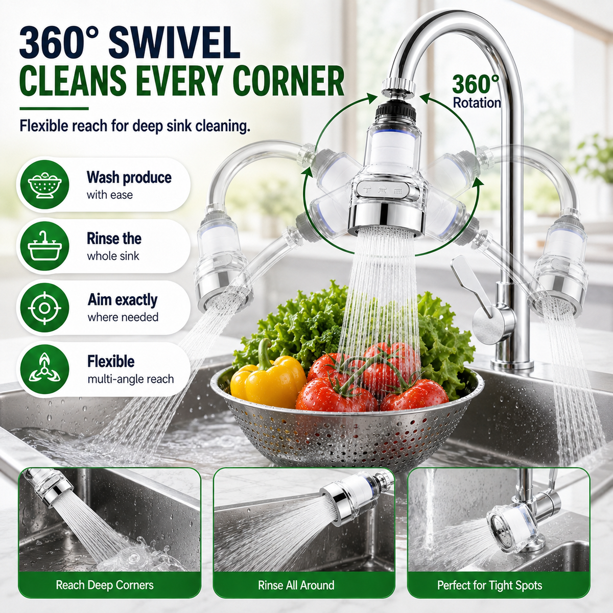 360° Rotating Faucet Aerator Filter, 6-Layer Filter with 3 Water Modes( Includes 10 Replacement Filters ）-Navalonixcosh®