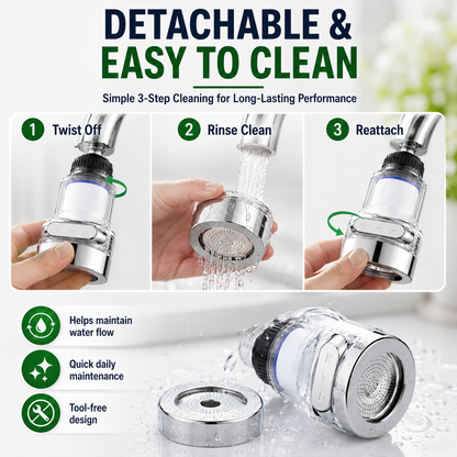 360° Rotating Faucet Aerator Filter, 6-Layer Filter with 3 Water Modes( Includes 10 Replacement Filters ）-Navalonixcosh®