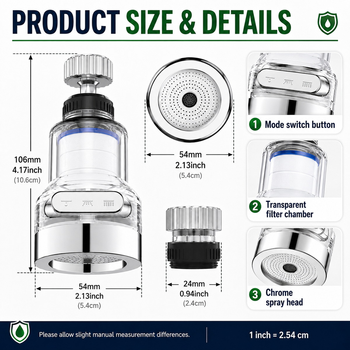 360° Rotating Faucet Aerator Filter, 6-Layer Filter with 3 Water Modes( Includes 10 Replacement Filters ）-Navalonixcosh®