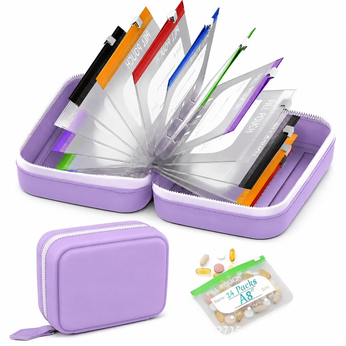 🎉 Sale 2026 🧳 A8 Wasserdichter Alltags-Organizer – 14 farbcodierte Beutel & stoßfeste Hülle für Medikamente, Schmuck & Zubehör! ✨