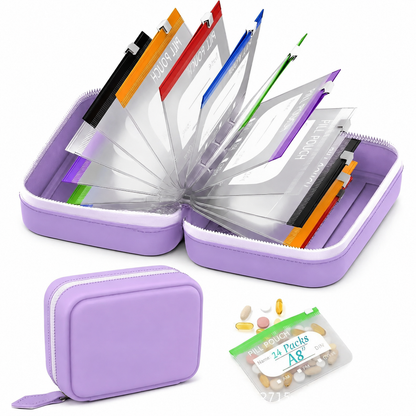 🎉 Sale 2026 🧳 A8 Wasserdichter Alltags-Organizer – 14 farbcodierte Beutel & stoßfeste Hülle für Medikamente, Schmuck & Zubehör! ✨