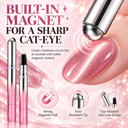 ✨6-in-1 Nail Care & Cat Eye Pen – All-in-One Base, Builder, Color & Top Coat with Magnetic Bead-Navalonixcosh®