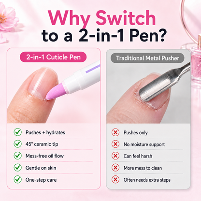 ✨ 2-in-1 Cuticle Remover Pen – Ceramic Tip, Hydrating & Travel-Ready