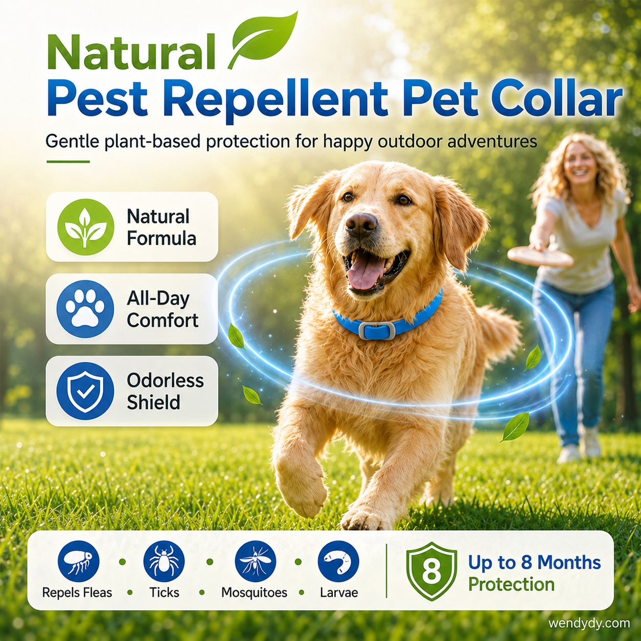🥳2026 HOT SALE🥳💞50K+ SOLD!🌿🛡️ 50% OFF! Natural Essential Oil Pet Collar – 8‑month flea & tick protection. Plant‑based, no harsh chemicals. Safe for dogs & cats! 🐾✨-Navalonixcosh®