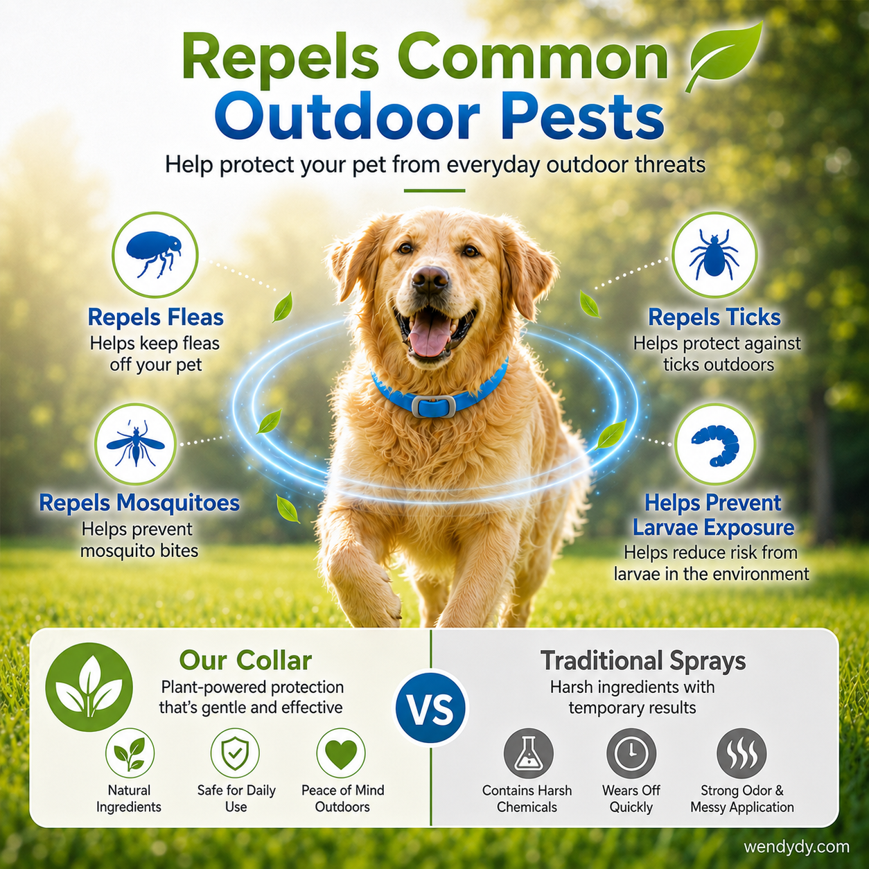 🥳2026 HOT SALE🥳💞50K+ SOLD!🌿🛡️ 50% OFF! Natural Essential Oil Pet Collar – 8‑month flea & tick protection. Plant‑based, no harsh chemicals. Safe for dogs & cats! 🐾✨-Navalonixcosh®