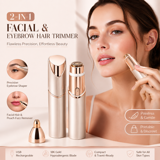 upsell ✨Navalonixcosh® 2 in 1 facial & eyebrow hair trimmer for Women, Rechargeable Face Razor, Lip & Peach Fuzz Remover, Precision Eyebrow Shaper, Portable Painless Hair Removal Tool