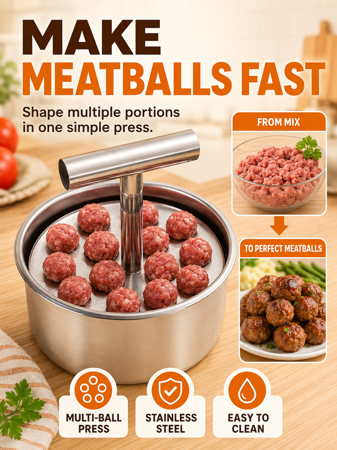 🍳 Kitchen Deal ✨ Stainless Steel Manual Dumpling & Fish Ball Maker for Quick, Easy Homemade Meals-Navalonixcosh®