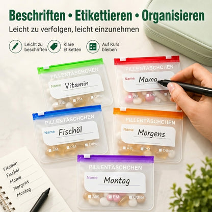 🎉 Sale 2026 🧳 A8 Wasserdichter Alltags-Organizer – 14 farbcodierte Beutel & stoßfeste Hülle für Medikamente, Schmuck & Zubehör! ✨