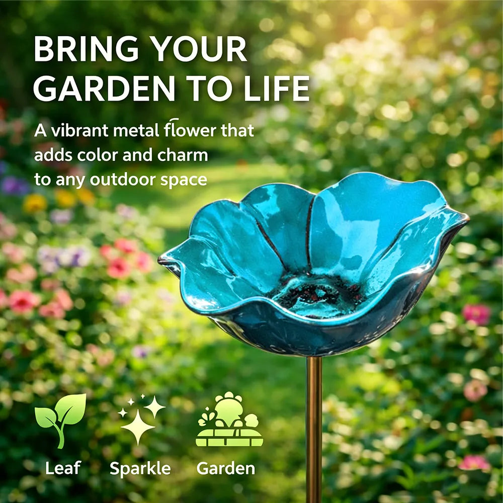Navalonixcosh® 🎁Handmade Metal Flower Garden Stake🐦