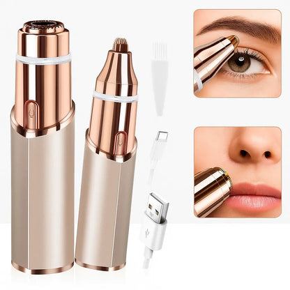upsell ✨Navalonixcosh® 2 in 1 facial & eyebrow hair trimmer for Women, Rechargeable Face Razor, Lip & Peach Fuzz Remover, Precision Eyebrow Shaper, Portable Painless Hair Removal Tool