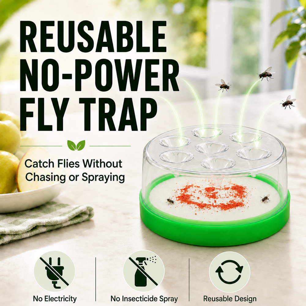 🛡️Reusable Non-Electric Fly Trap for Indoor & Outdoor Use– Safe, Cordless & Chemical-Free🔥 Navalonixcosh®