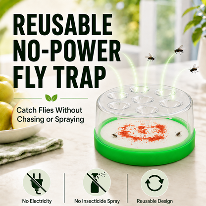 🛡️Reusable Non-Electric Fly Trap for Indoor & Outdoor Use– Safe, Cordless & Chemical-Free🔥 Navalonixcosh®
