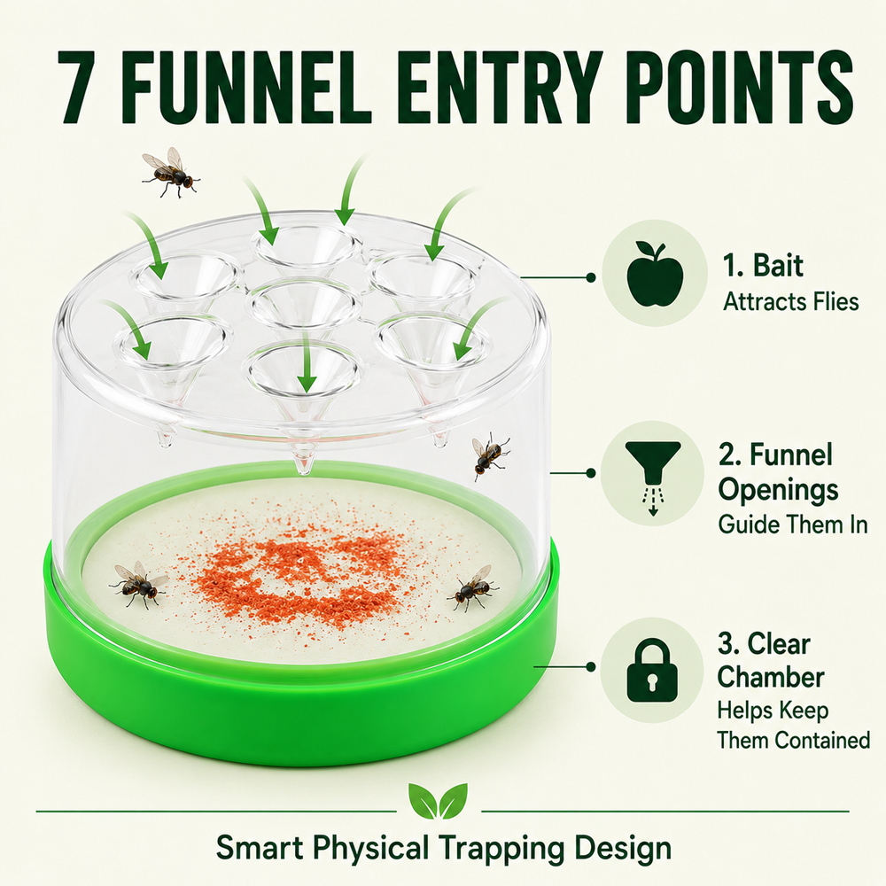 🛡️Reusable Non-Electric Fly Trap for Indoor & Outdoor Use– Safe, Cordless & Chemical-Free🔥 Navalonixcosh®