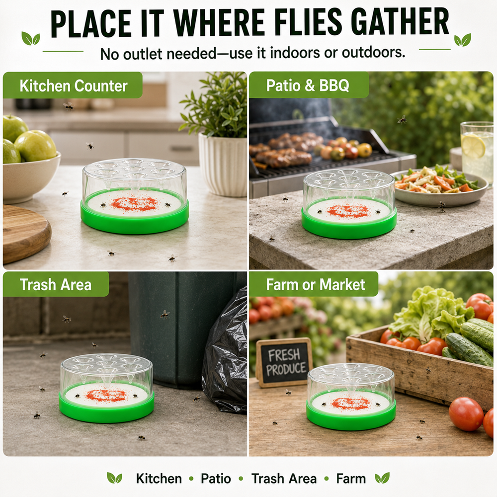 🛡️Reusable Non-Electric Fly Trap for Indoor & Outdoor Use– Safe, Cordless & Chemical-Free🔥 Navalonixcosh®