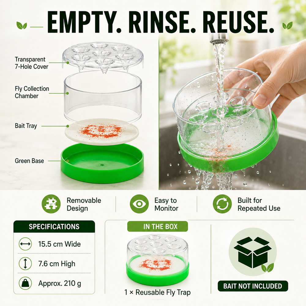 🛡️Reusable Non-Electric Fly Trap for Indoor & Outdoor Use– Safe, Cordless & Chemical-Free🔥 Navalonixcosh®