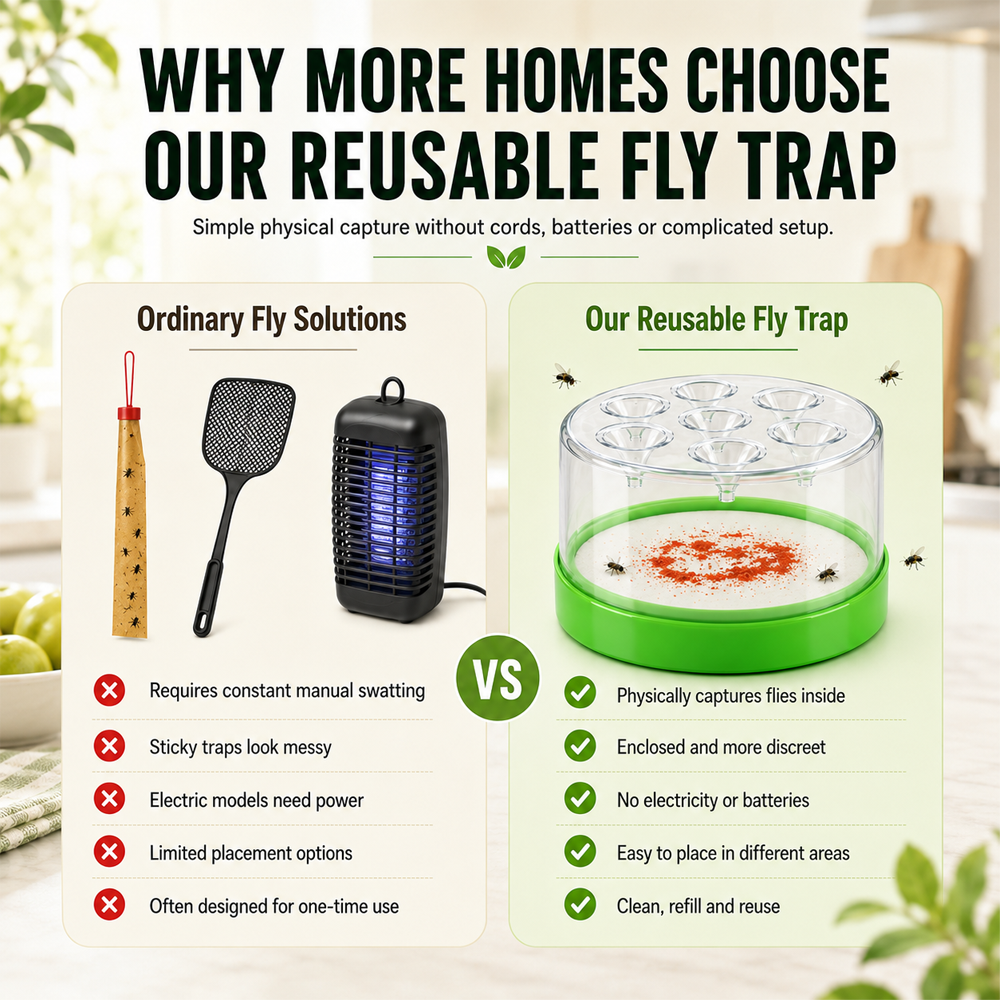 🛡️Reusable Non-Electric Fly Trap for Indoor & Outdoor Use– Safe, Cordless & Chemical-Free🔥 Navalonixcosh®