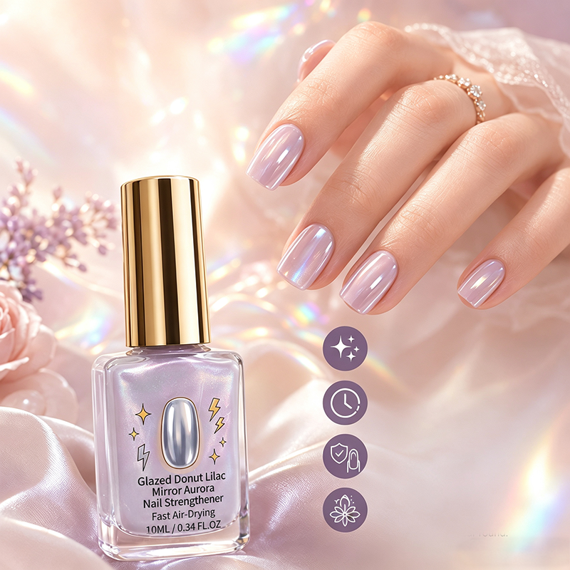upsell💅⏳LAST DAY✨ 50% OFF! 💜 Lilac Glossy Mirror Nail Strengthener – Fast Air-Dry, Chip-Resistant & Long-Lasting Aurora Finish