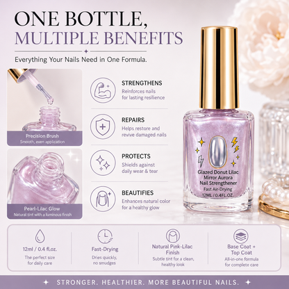 upsell💅⏳LAST DAY✨ 50% OFF! 💜 Lilac Glossy Mirror Nail Strengthener – Fast Air-Dry, Chip-Resistant & Long-Lasting Aurora Finish