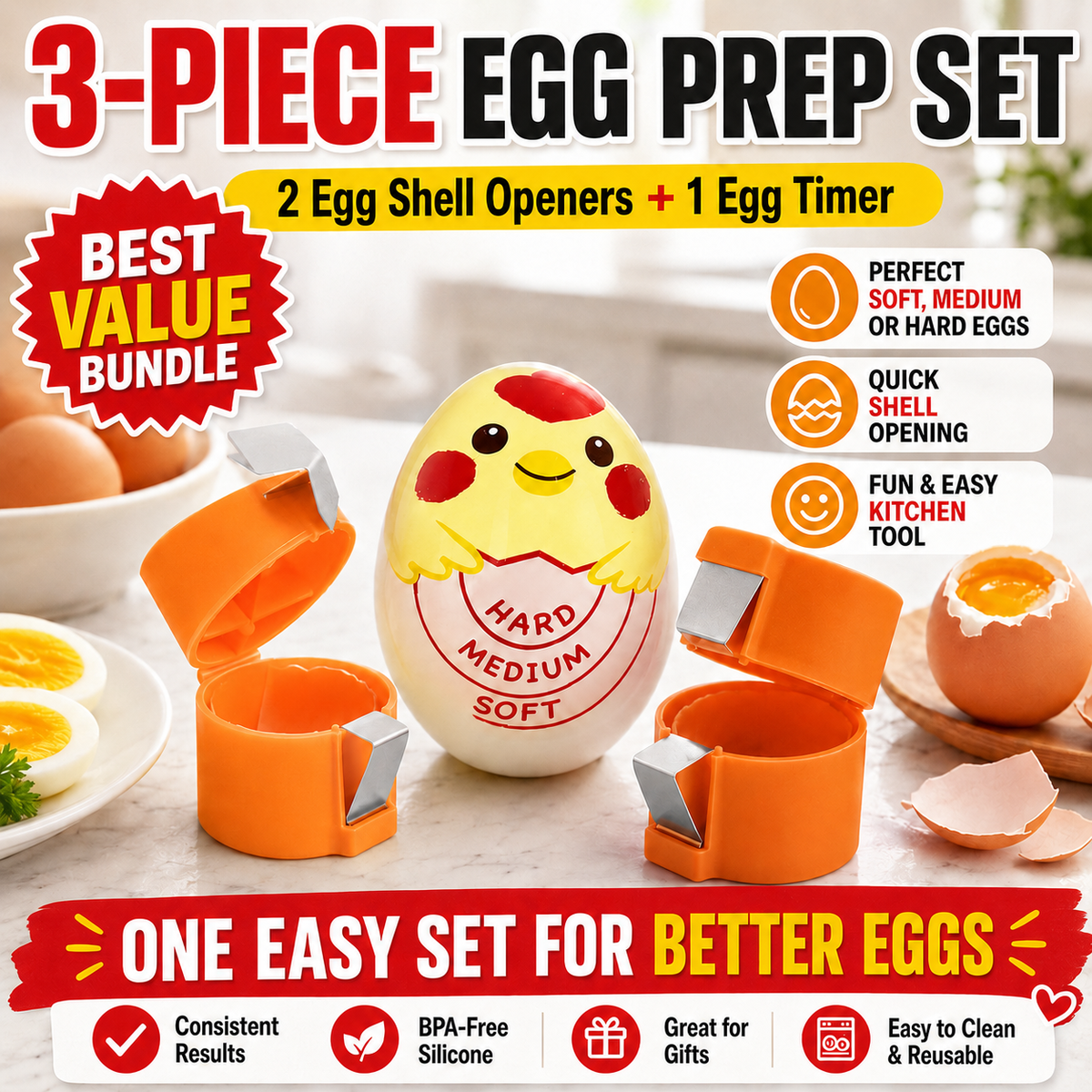 🔥🔥Limited-time 😮‍💨 Buy 1 Get 1 Free ！！！🍳 Quick Egg Cracker Tool – Open Hundreds Of Eggs Faster & Cleaner 🔥