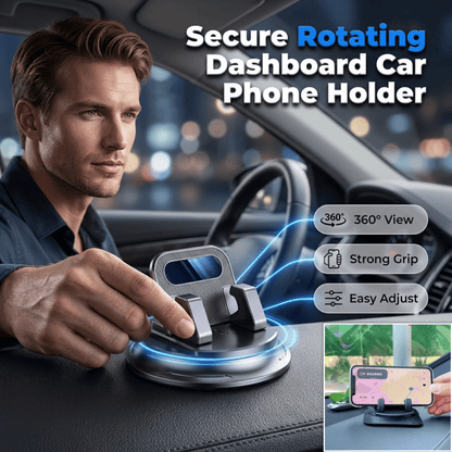🚗 40% OFF NOW!📱 Rotating Dashboard Car Phone Holder – 360° Adjustable & Anti-Slip – Hands-Free Phone Mount 🛡️