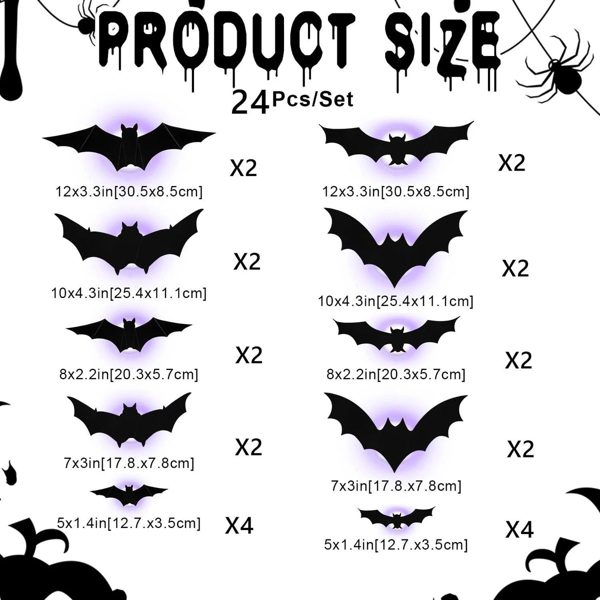 🦇3D LED Halloween Bat Lights – Purple & Orange Glow Wall Decor