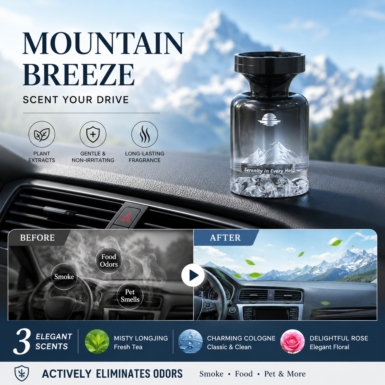🥳2026 HOT SALE🥳🌿 30% OFF!🚗 110ml Long-Lasting Car Air Freshener – Natural plant extracts, eliminates smoke & pet odours. Weeks of freshness. Mountain design. Breath easy! 💨✨-Navalonixcosh®