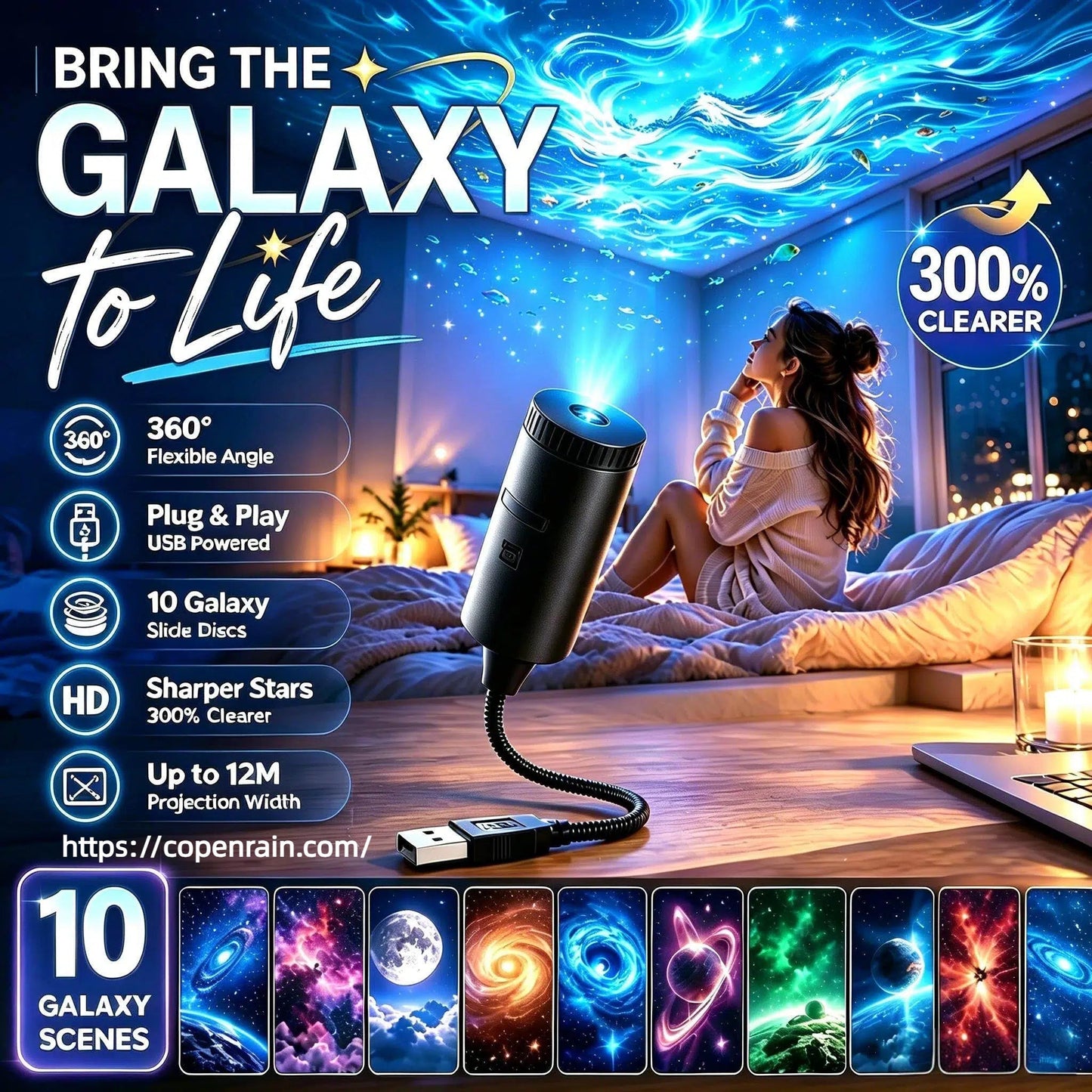 ✨ Plug-and-Play HD Galaxy & Ocean Projector Night Light🥳50,000+ Happy Users-Navalonixcosh®