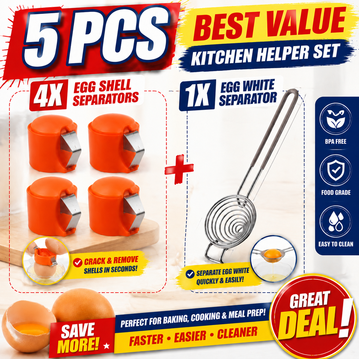 🔥🔥Limited-time 😮‍💨 Buy 1 Get 1 Free ！！！🍳 Quick Egg Cracker Tool – Open Hundreds Of Eggs Faster & Cleaner 🔥