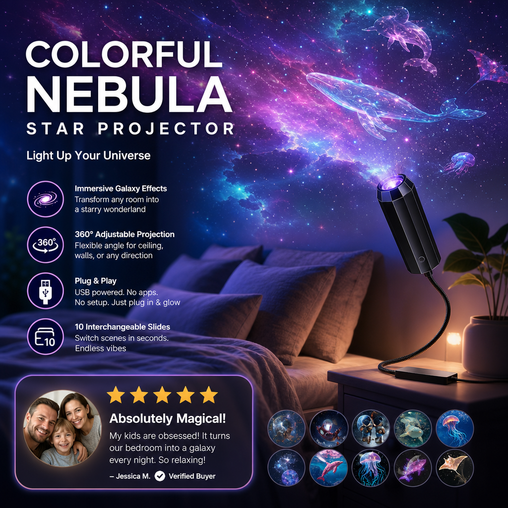 🎁 Navalonixcosh® Plug-and-Play HD Galaxy & Ocean Projector Night Light🥳50,000+ Happy Users