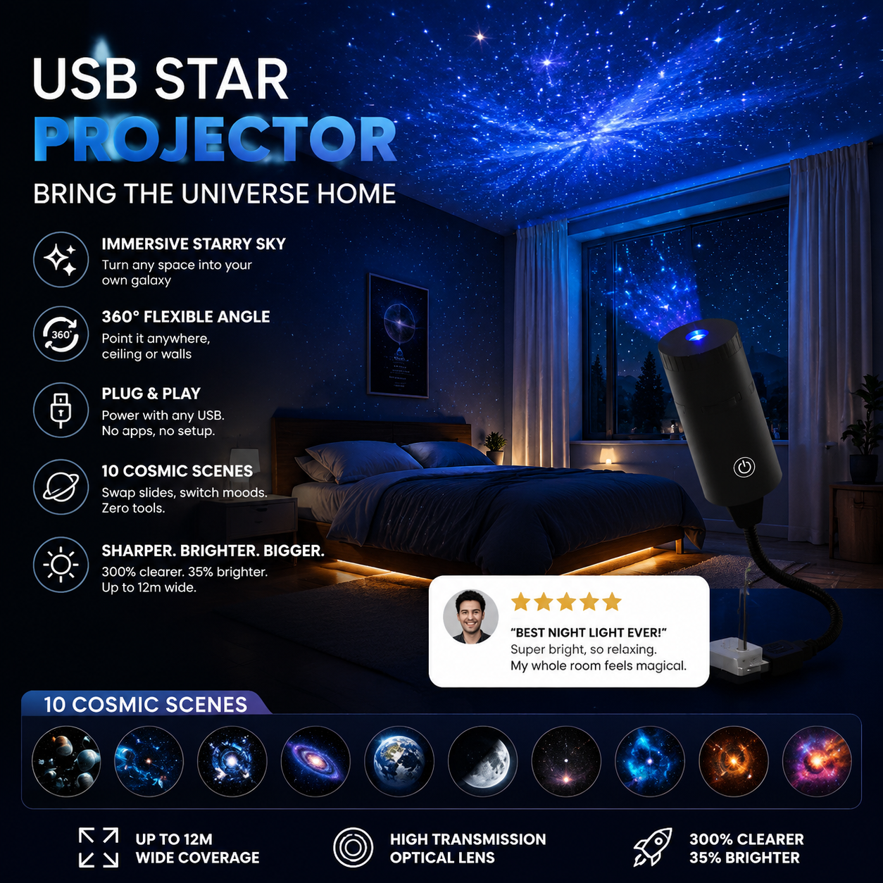 ✨ Plug-and-Play HD Galaxy & Ocean Projector Night Light🥳50,000+ Happy Users-Navalonixcosh®