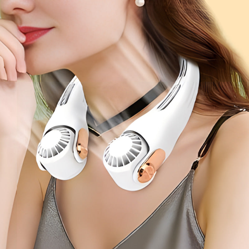🥳2026 HOT SALE🥳💞50K+ SOLD!🍃 Neck Air Conditioner Fan – Ultra‑quiet, 360° rotating, 3 speeds. Hands‑free cooling, long battery. Summer essential! 😎🌬️-Navalonixcosh®