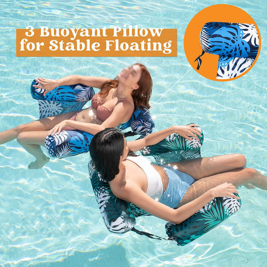 💎 50% OFF | Inflatable Pool Floating Chair - Tropical Leaf Design, Ultra-Lightweight & Puncture-Resistant PVC | Navalonixcosh®