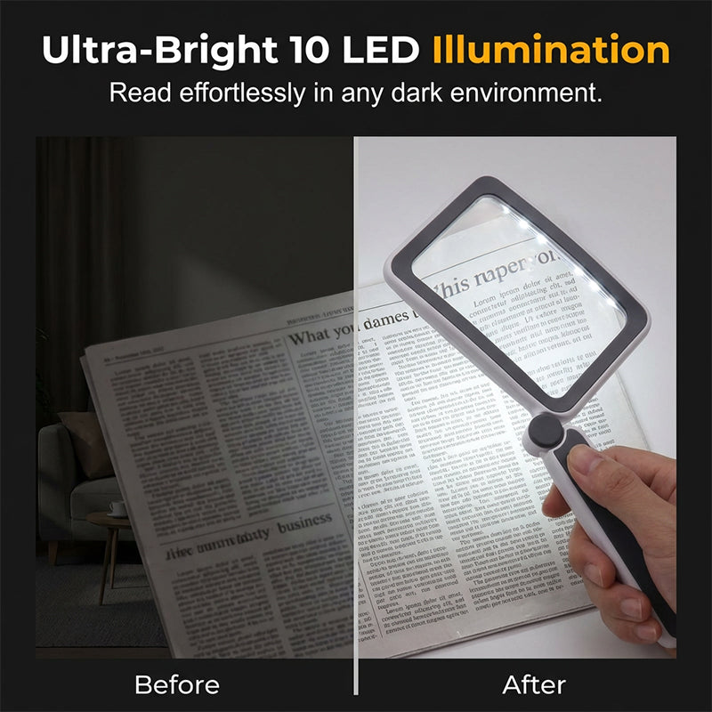 Folding Handheld Magnifying Glass with Light for Reading -Navalonixcosh®