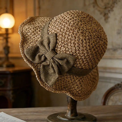 👒 Elegant Woven Straw Sun Hat with Bow – Breathable, Foldable & Perfect for Beach & Travel 🌞-Navalonixcosh®