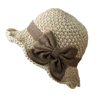 👒 Elegant Woven Straw Sun Hat with Bow – Breathable, Foldable & Perfect for Beach & Travel 🌞-Navalonixcosh®