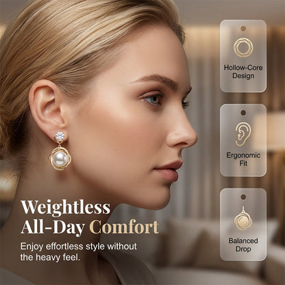 🔥 Limited Stock – 40% OFF! 🎉 Elegant Swirl Pearl & Crystal Earrings-Navalonixcosh®
