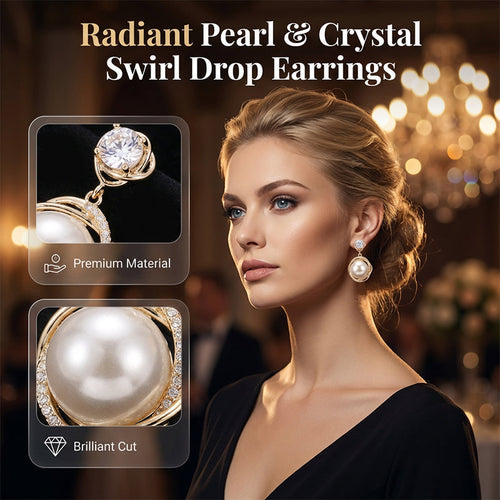 🔥 Limited Stock – 40% OFF! 🎉 Elegant Swirl Pearl & Crystal Earrings-Navalonixcosh®