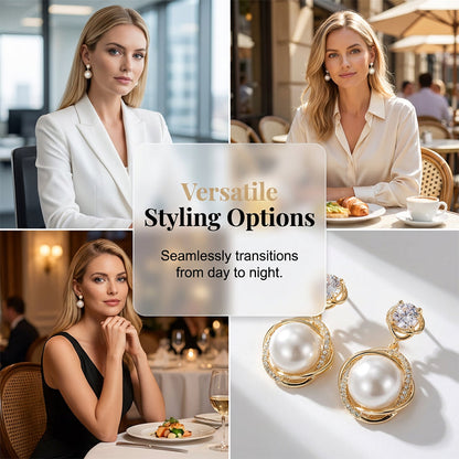 🔥 Limited Stock – 40% OFF! 🎉 Elegant Swirl Pearl & Crystal Earrings-Navalonixcosh®