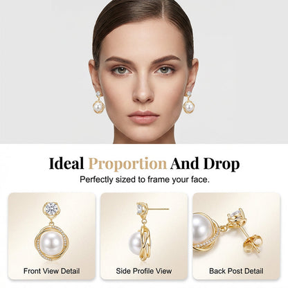 🔥 Limited Stock – 40% OFF! 🎉 Elegant Swirl Pearl & Crystal Earrings-Navalonixcosh®