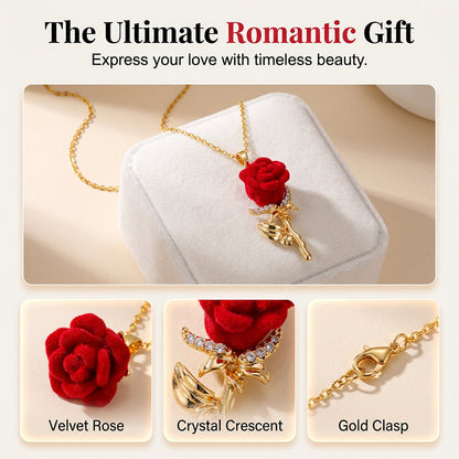 Elegant Red Rose Pendant Necklace-Navalonixcosh®
